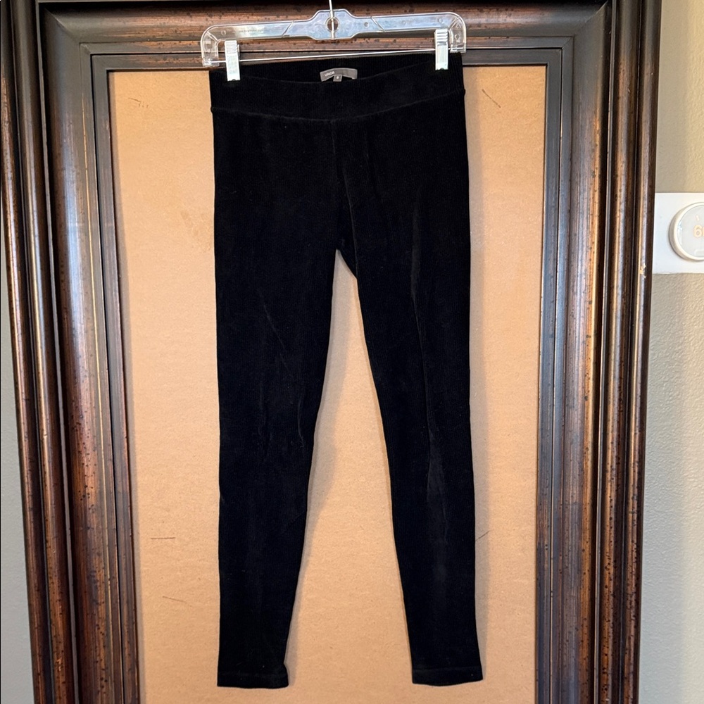 Vince Women's Stretch Cord Velour Black Leggings
